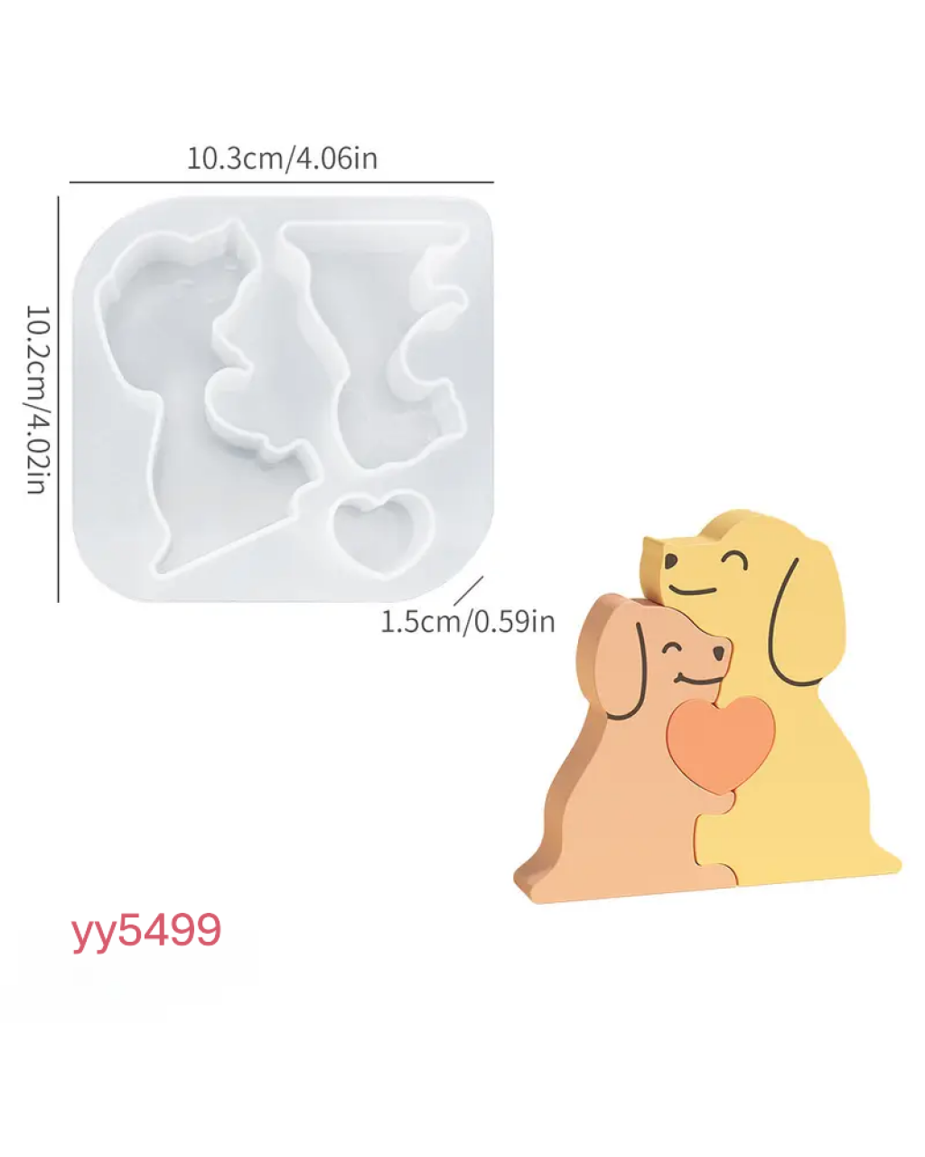 YY5499 Yavrulu Köpek Mum Biblo Silikon Kalıp – Sevimli ve Şık Dekoratif Hediye!